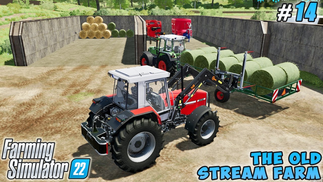 Harvesting and Storing bale hay, spreading manure, feeding cows | The Old Stream Farm | FS 22 |  #14