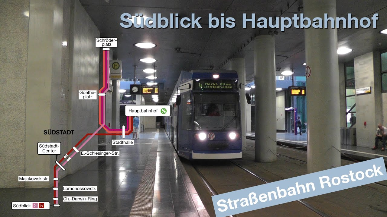 Straßenbahn Rostock - Südblick bis Hauptbahnhof (Linien 2, 5 und 6)