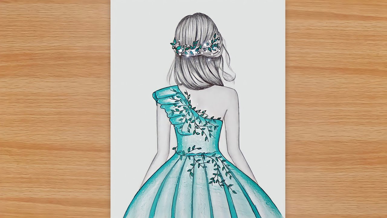 How to draw a girl with beautiful dress for beginners || Pencil Sketch || Drawing Tutorial || Easy