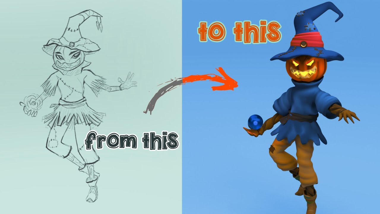 From 2D Sketch to 3D Model - Creating a Character in Womp 🎃✨