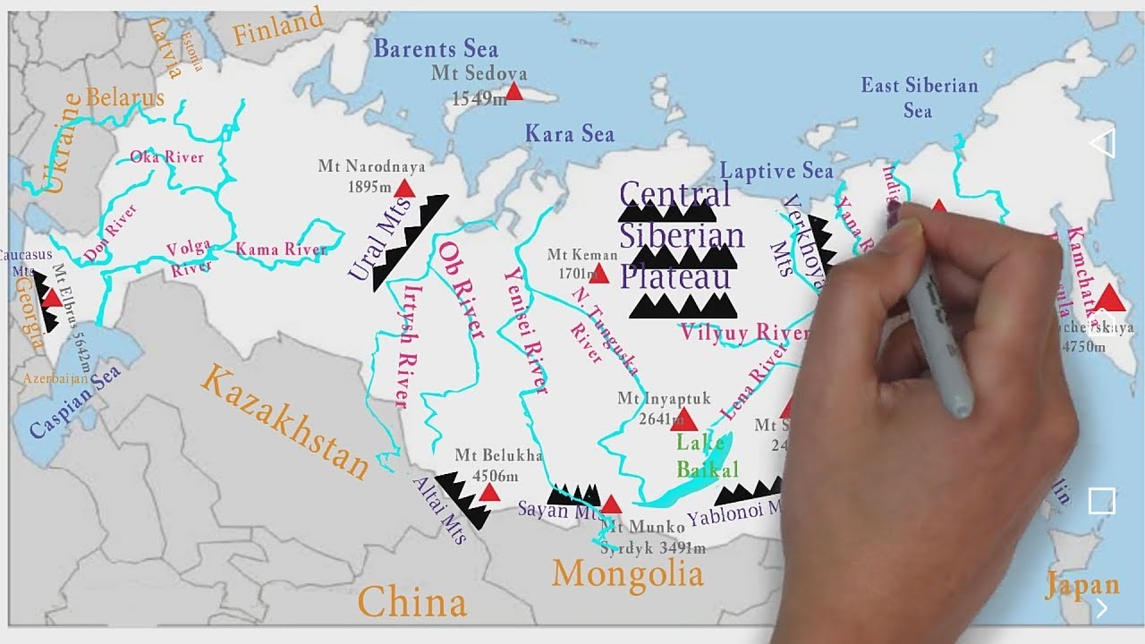 Physical Geography of Russia / Map of Russia 2025 / Russia Map Physical Features/Series of World Map