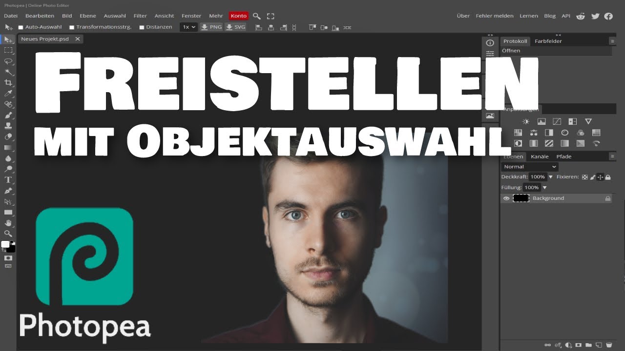 Photopea - Freistellen über Objektauswahl