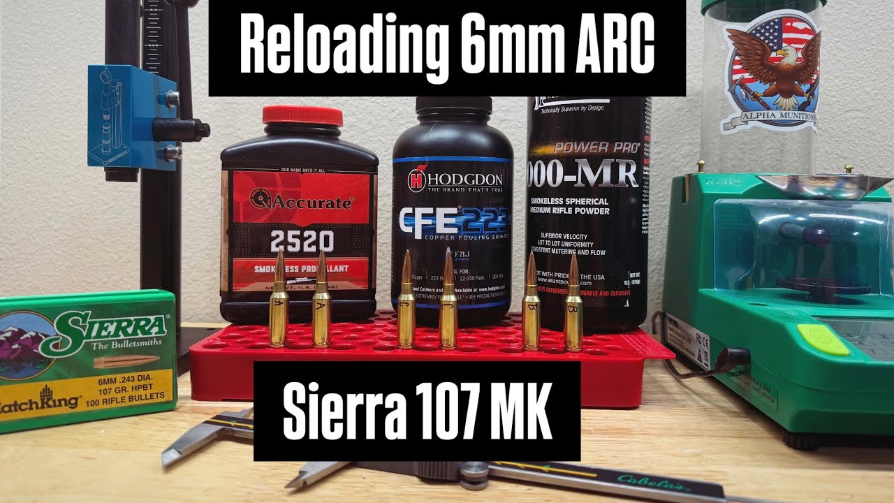 Перезарядка 6-мм ARC с помощью Sierra 107g Matchking! Винтовка Uintah Precision Bolt Action