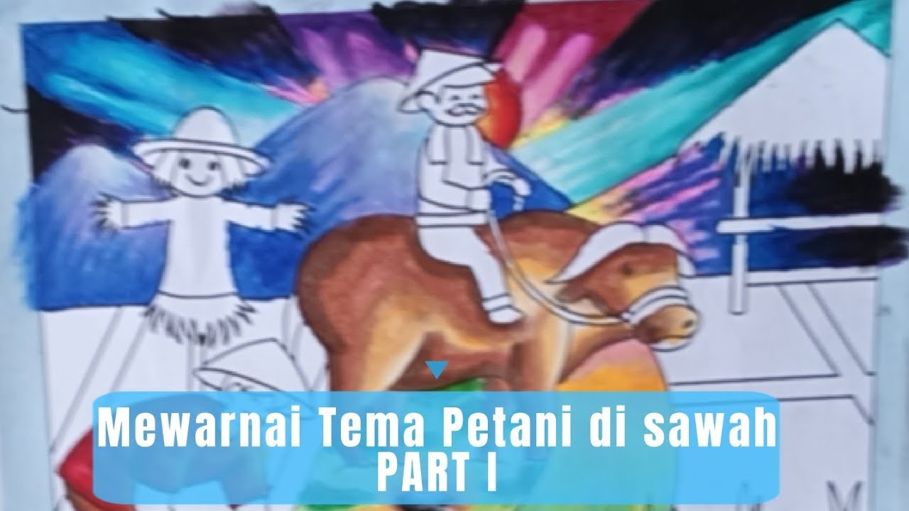 Part 1 | Tema Petani di Sawah | Background Langit Aurora | Pangling! ✨ #mewarnai #warnahasna #art 