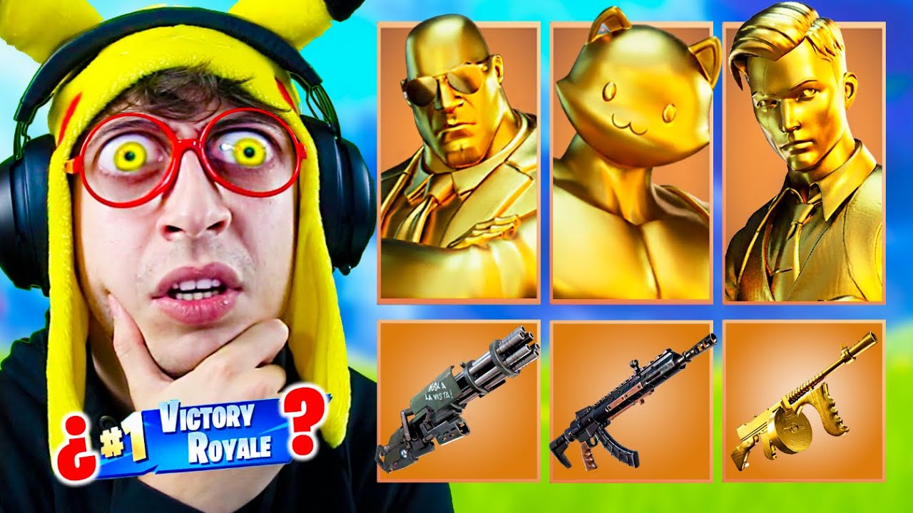 RANDOM **GOLDEN BOSS** SKIN CHALLENGE en Fortnite Battle Royale!! (Reto skin de jefe oro aleatoria)