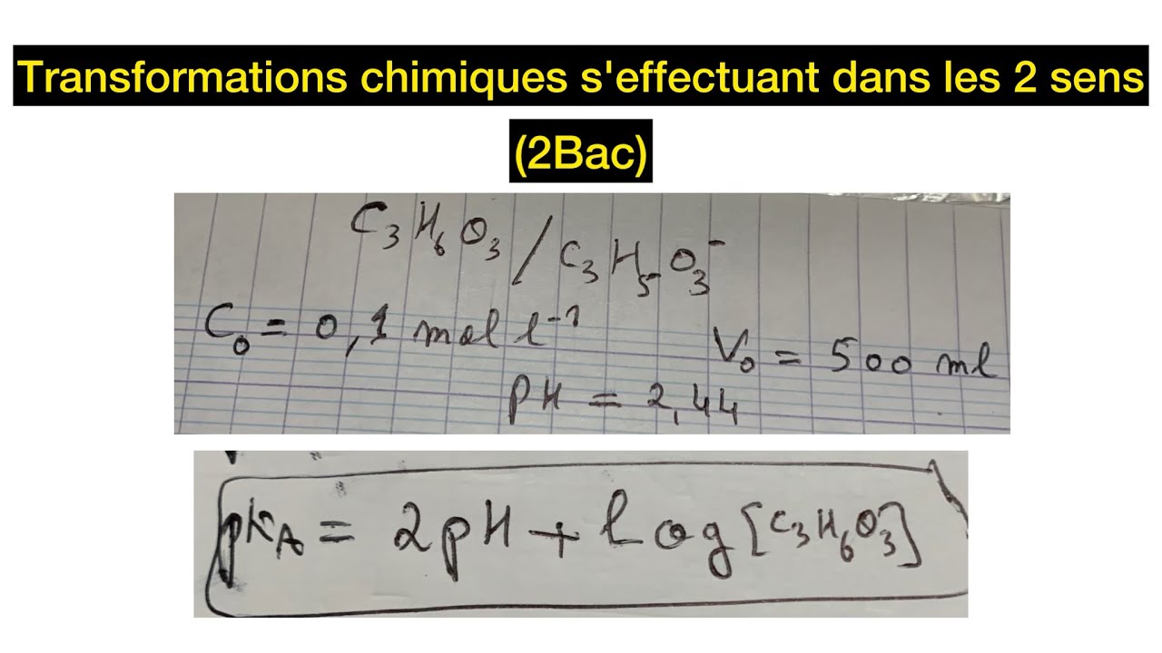 Transformations chimiques s'effectuant dans les 2 sens (2bac) #physique_chimie #exercice
