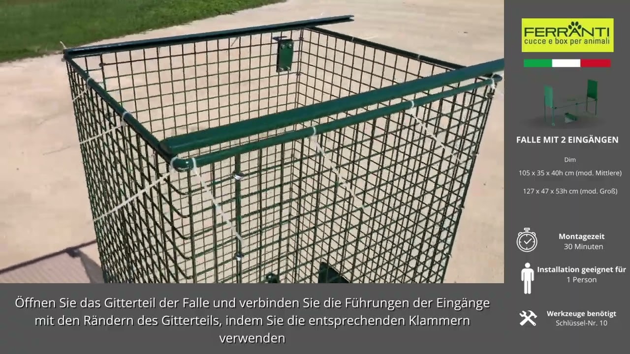 Falle, Mäusefalle, Maulwurffalle, mit 2 Eingängen Montage