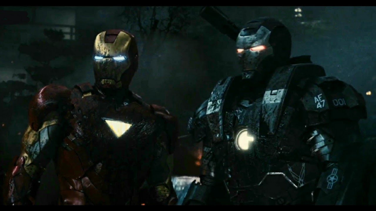 Homem de ferro e M&aacute;quina de Combate vs chicote negro / Homem de ferro 2 ( 2010 )