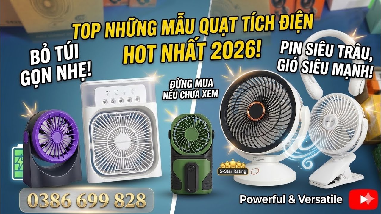 🔥Đừng mua quạt tích điện nếu chưa xem video này! Cập nhật các mẫu quạt ổn nhất 2026 🌬️