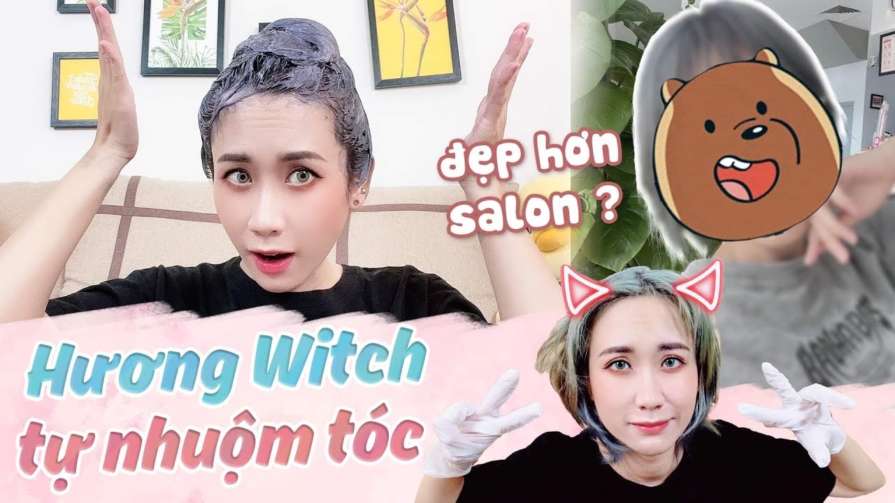 TỰ NHUỘM TÓC XÁM KHÓI XANH 200K HƠN 2 TRIỆU NGOÀI SALON 😂 I DYED MY HAIR ASH BLUE | HƯƠNG WITCH