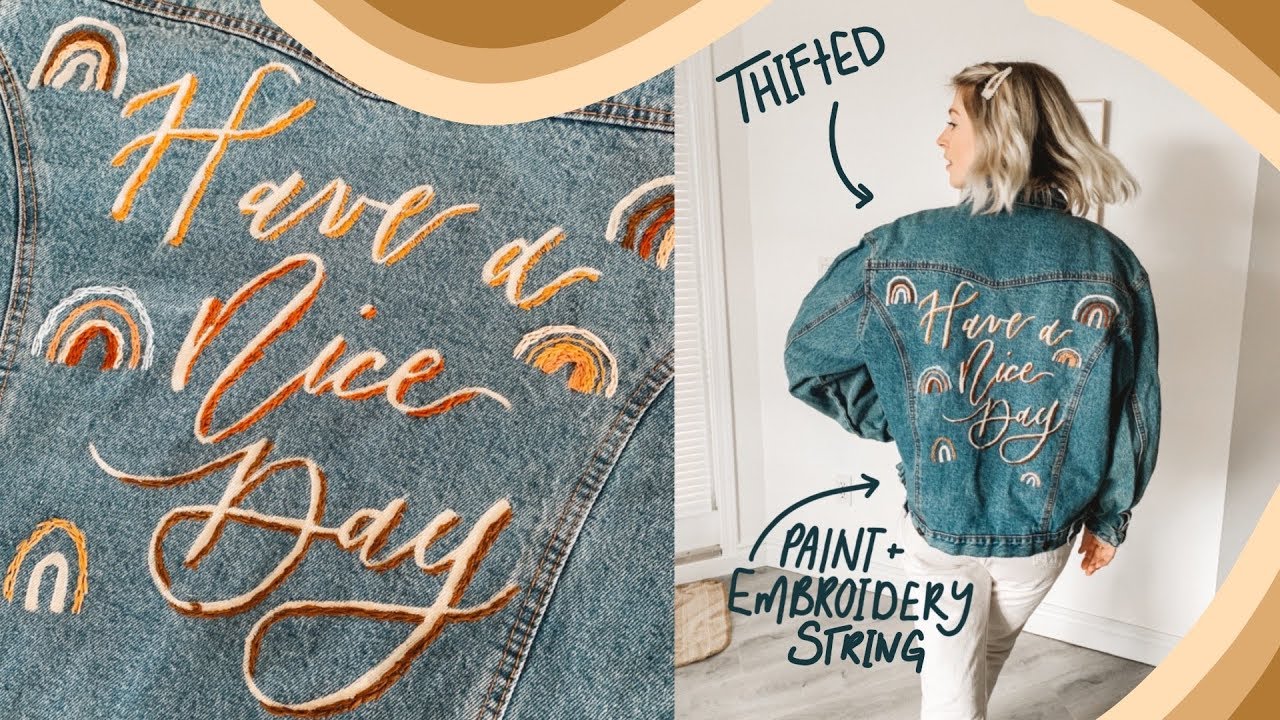 Thrift Flip Denim Jacket | Hand Lettering/Calligraphy + Embroidery Denim Jacket