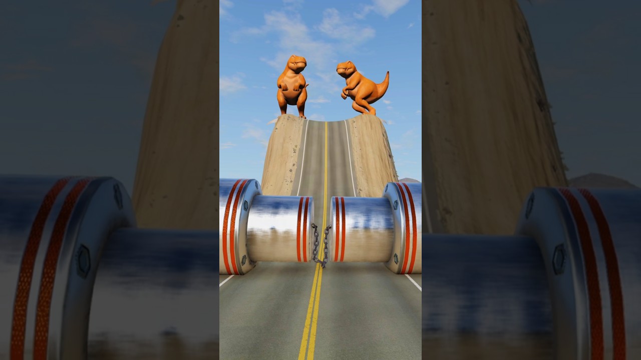 Beamng drive: chained bollards vs car crashes part 60 #beamngdrive #beamng  #youtubeshorts #shorts