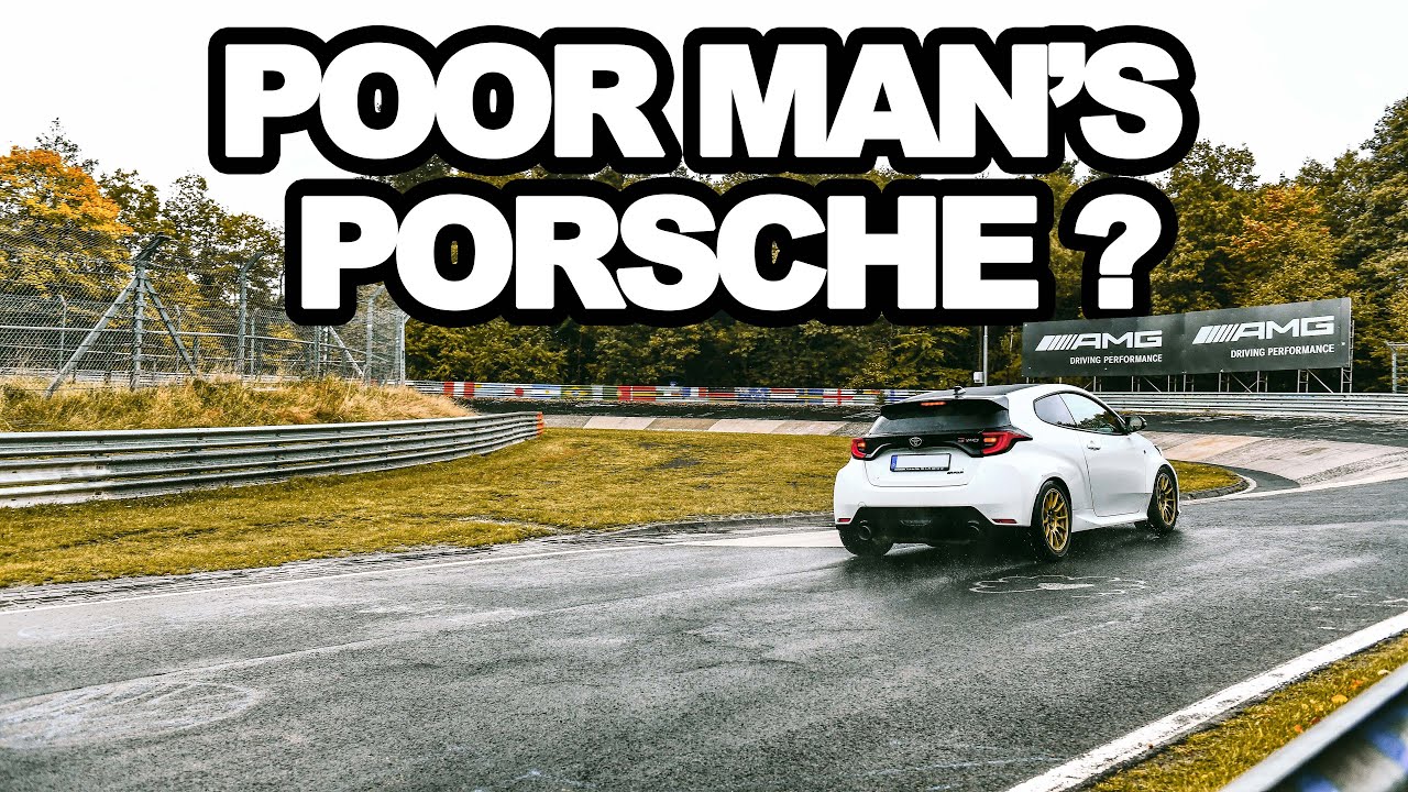 GR Yaris overtakes two GT3 Porsches on a drying Nürburgring!
