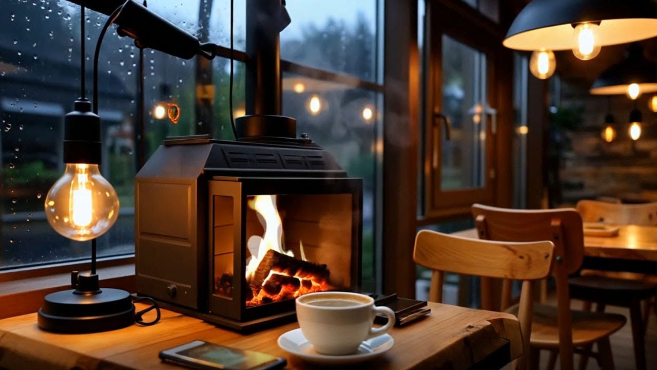 ❄️ Soothing Jazz Piano Music in a Cozy Winter Bookstore Coffee Shop with Fire Crackling for Work