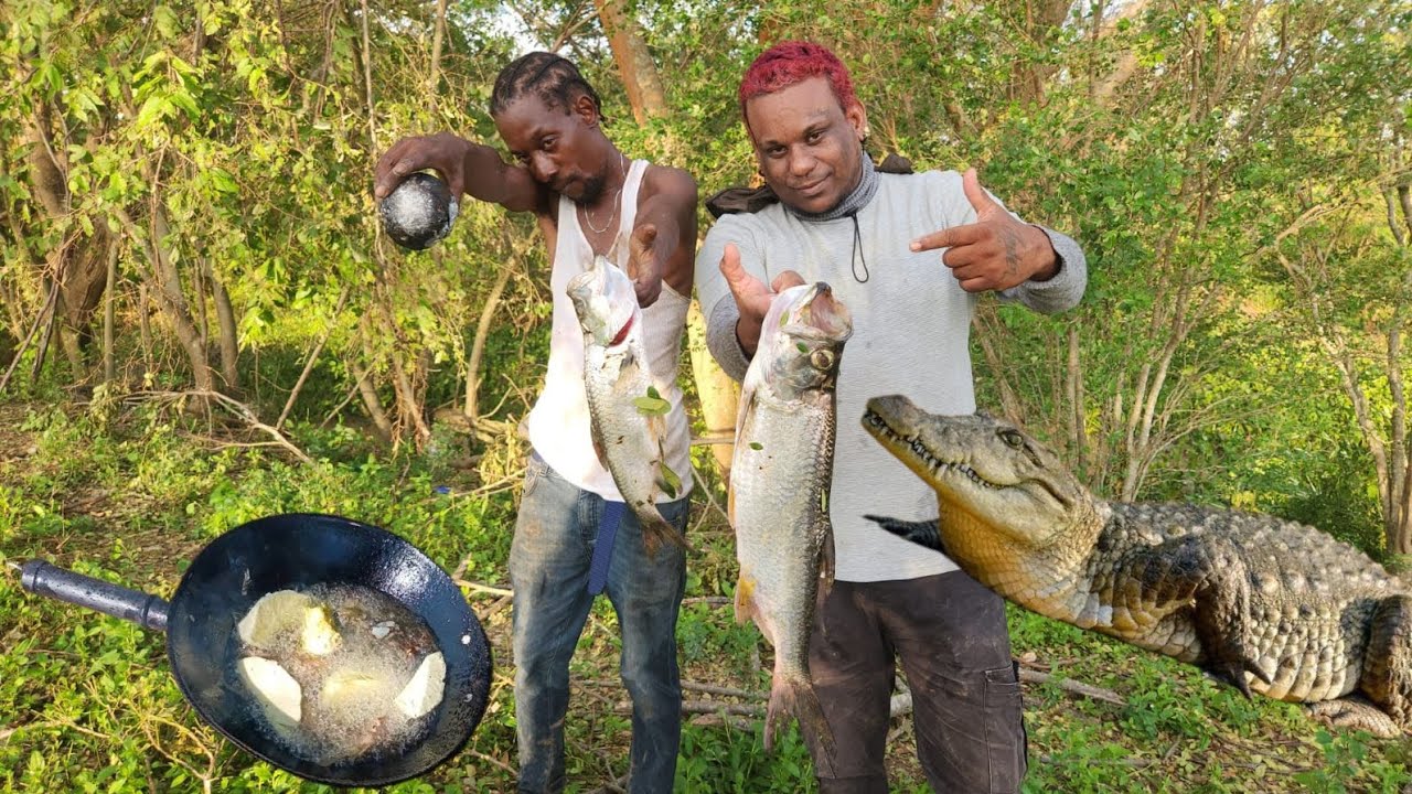 Fishing and cooking massive tarpon in the wild crocodile 🐊 