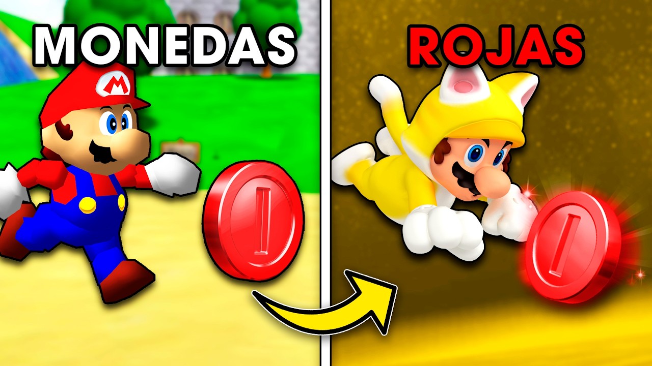 ¿Qué tan RÁPIDO puedes OBTENER una MONEDA ROJA en cada juego de MARIO?