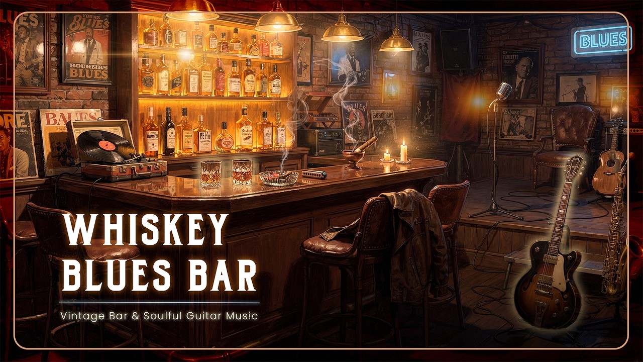 Whisky Bar with Smooth Blues 🥃🎸 Bourbon & Blues Guitar Music for Work, Focus & Stress Relief