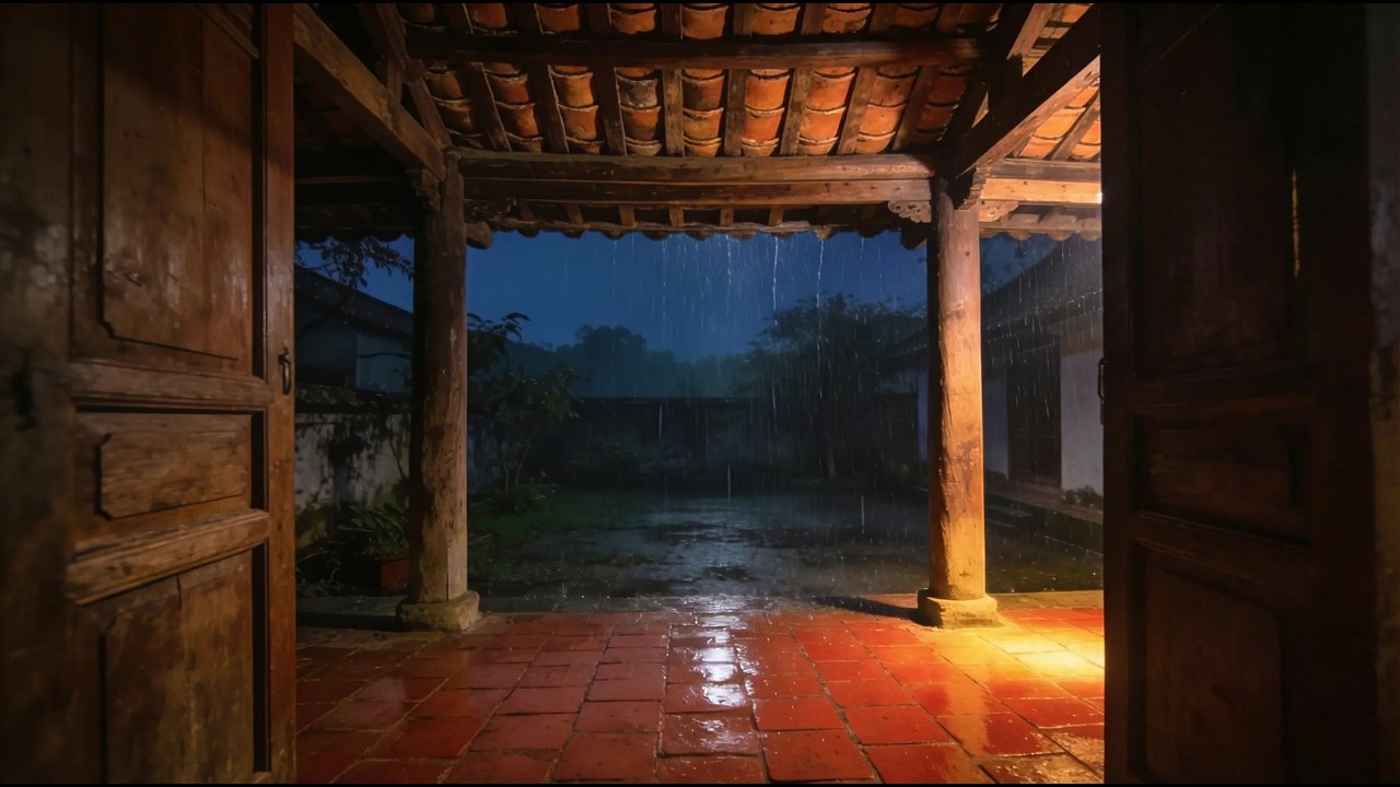 Soft Night Rain Under a Wooden Porch | Deep Sleep (8 Hours)