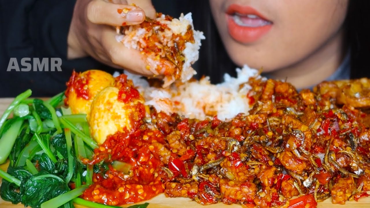 ASMR SAMBAL TEMPE IKAN TERI ||SPICY FOOD ASMR MUKBANG VIDEO #ASMR #asmrsounds #asmrvideo 