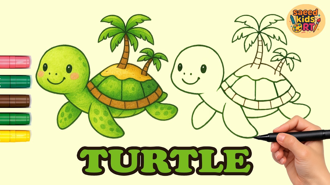 How to Draw a Turtle Easy with Coloring || saeed kids art