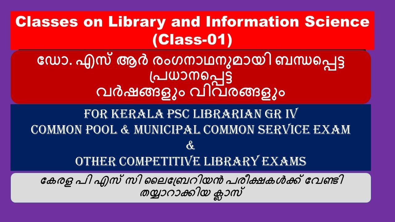 Common Pool Library|Librarian Grade IV|Kerala PSC Librarian Exam| Dr. S.R.Ranganathan|Class 01