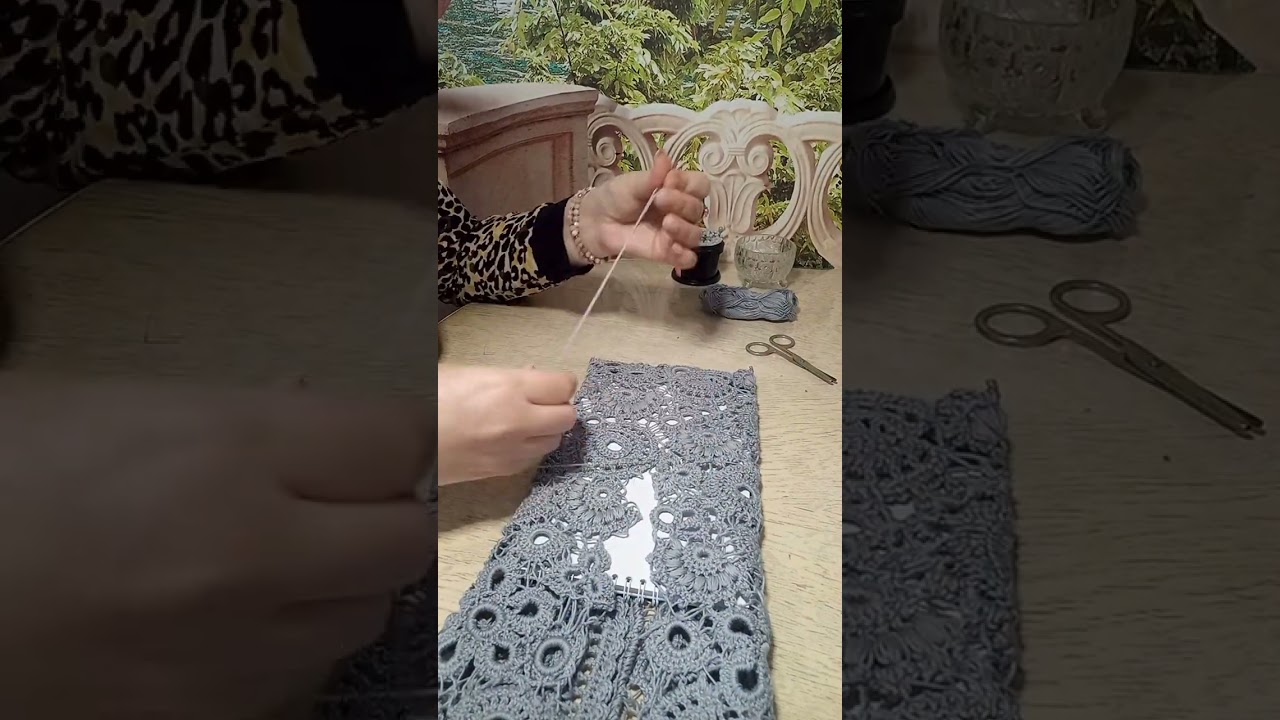 Ирландское кружево🧶, сборка💎 рукава жакета.🧥