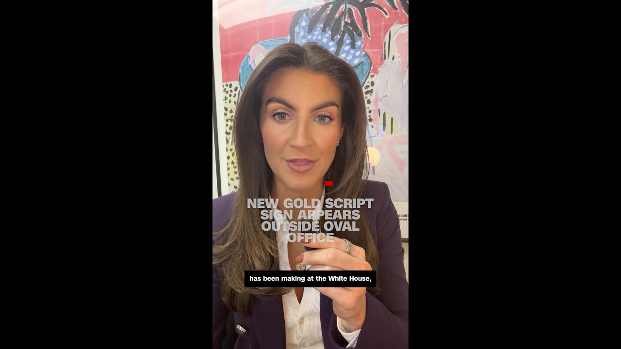 New gold script sign appears outside Oval Office