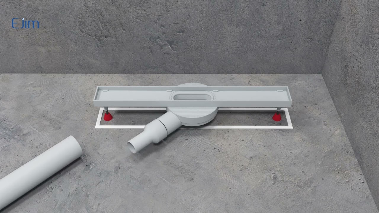 Montage 3D caniveau de douche slim EJIM