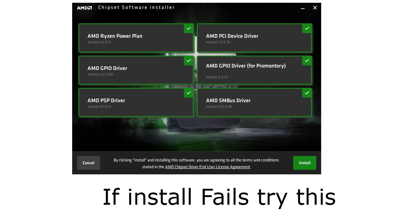 Failed install with AMD Chipset software installer, alternate install FIX.