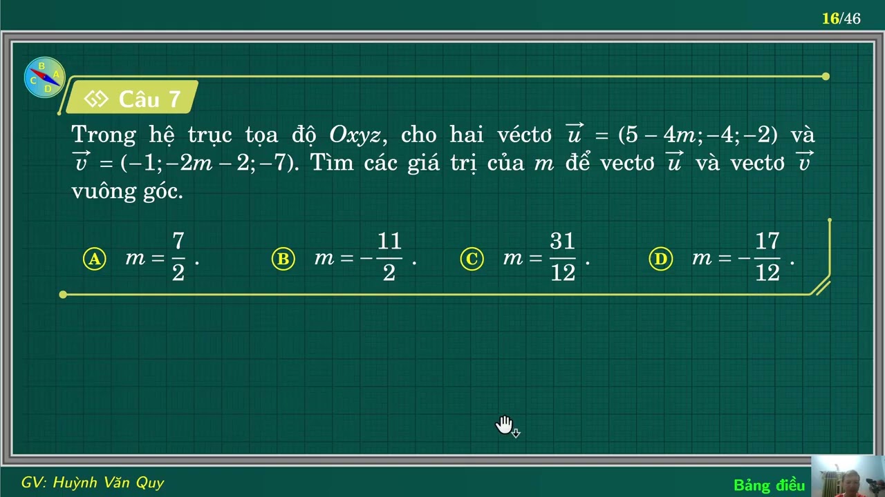 Ôn tập tọa độ của các phép toán véc-tơ - phần 1