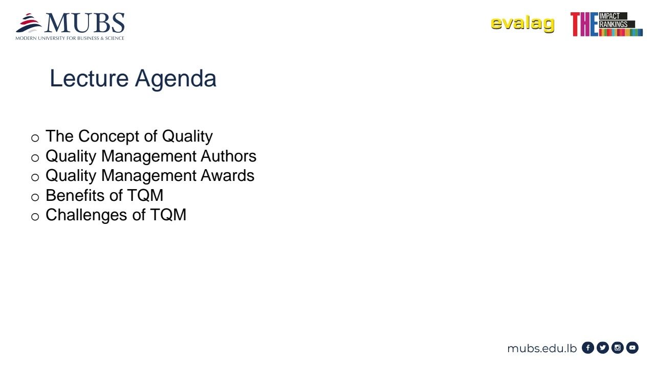 Total Quality Management (TQM): The Concept of Quality and Challenges within the TQM Model