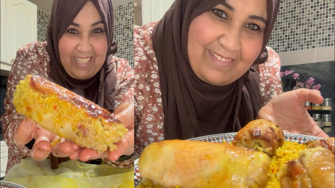 دجاج محشي في فرن السعادة 😋 المذاق يفوق كل وصف جربيه متندميش 😘 عزيزتي 🤗🤗