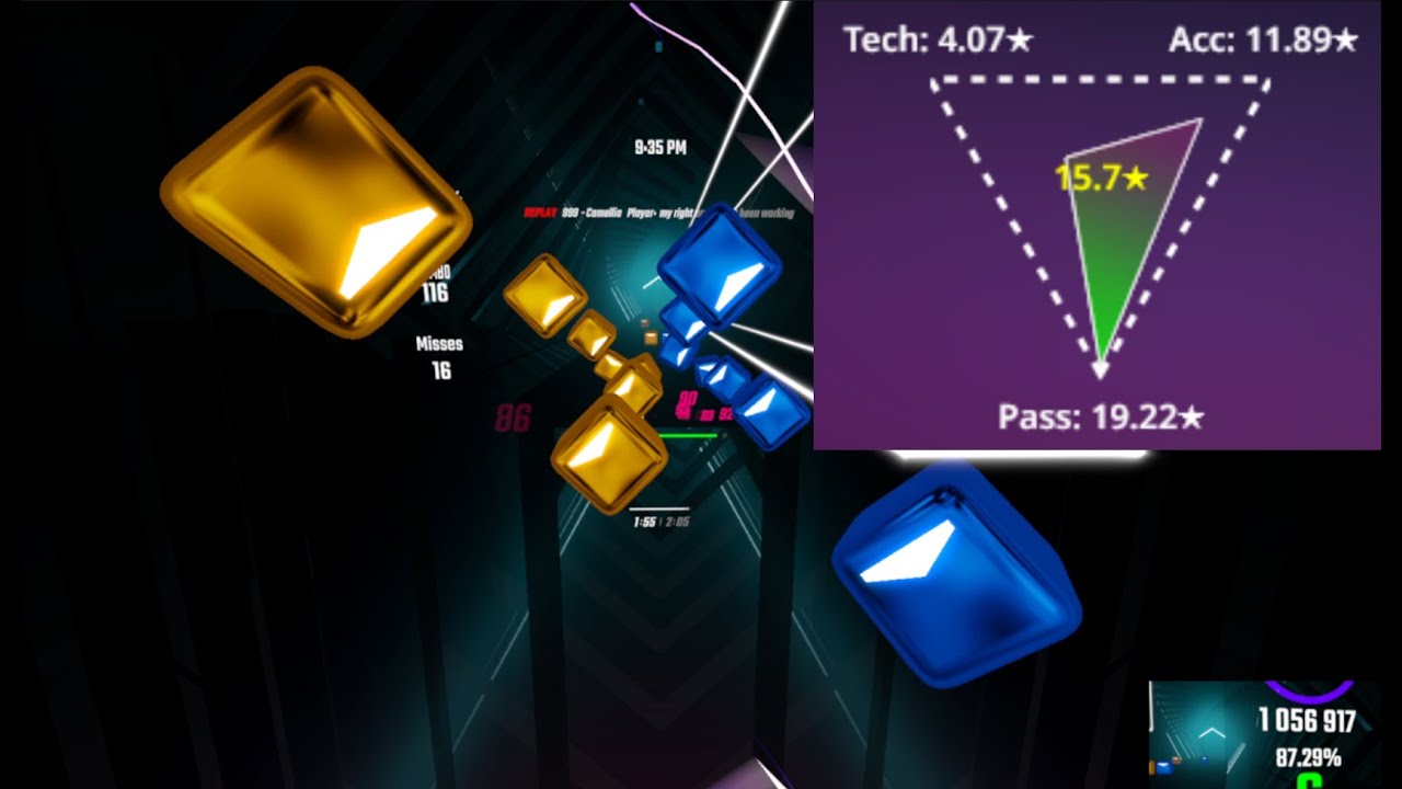 this might be my best score 999 by camellia mapped by bitz 500 bpm 15.7 unranked stars 86.58%