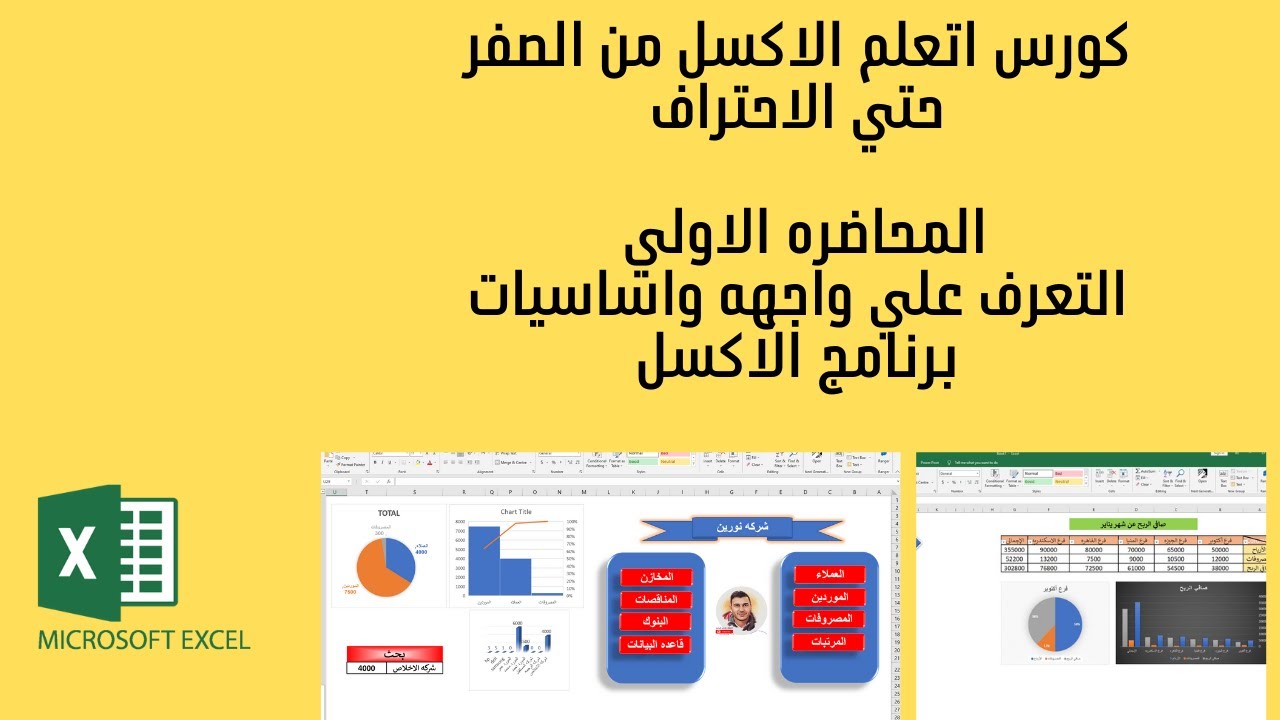 شرح واجهه واساسيات برنامج الاكسل - المحاضره الاولي