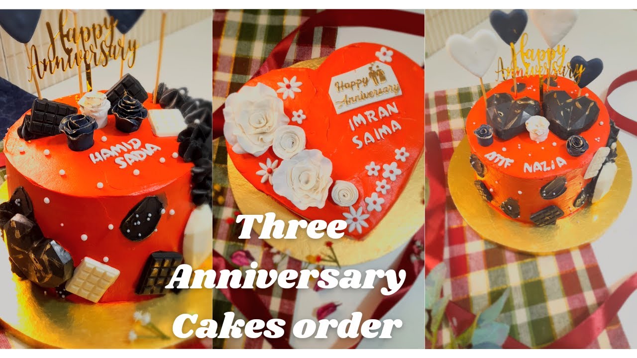 2 Pound Three Red Anniversary Cakes Order with many customize ideas | fatimacuisine2020