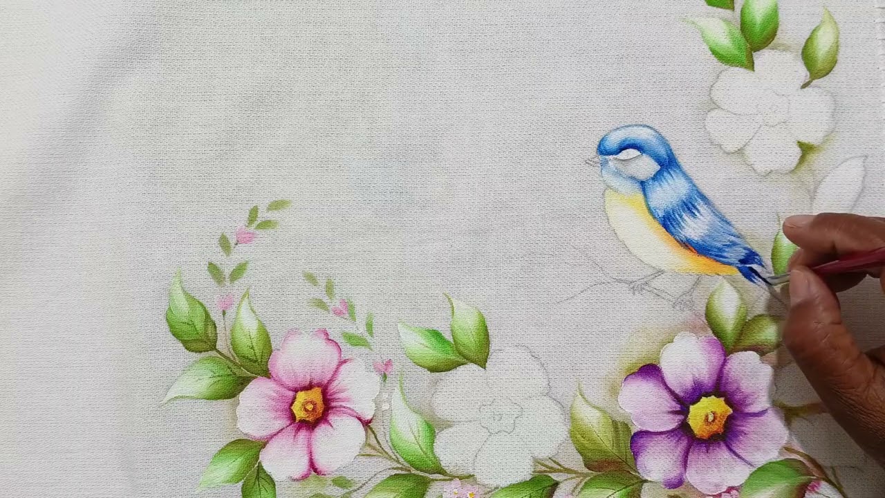 COMO PINTAR PASSARINHO COM FLOR DO CAMPO !!!