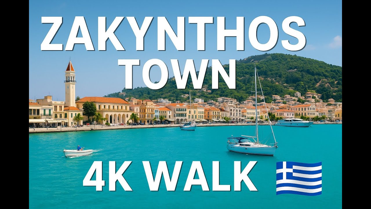 Zakynthos (Zante) Town Walking Tour 🇬🇷 | 4K UHD | Beautiful Greece City Walk