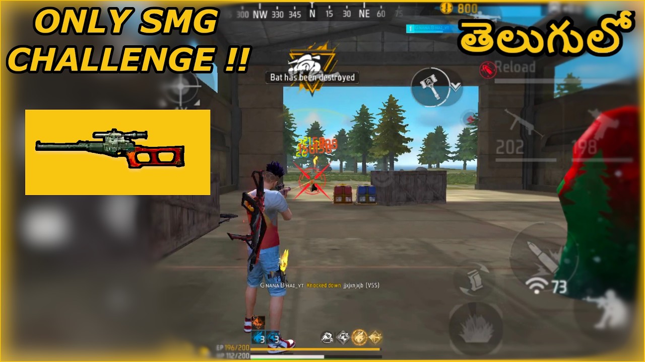 SOLO VS SQUAD ONLY SMG CHALLENGE 😈(VSS + MP40) IN FREE FIRE– Free Fire Rank Match Telugu#freefire