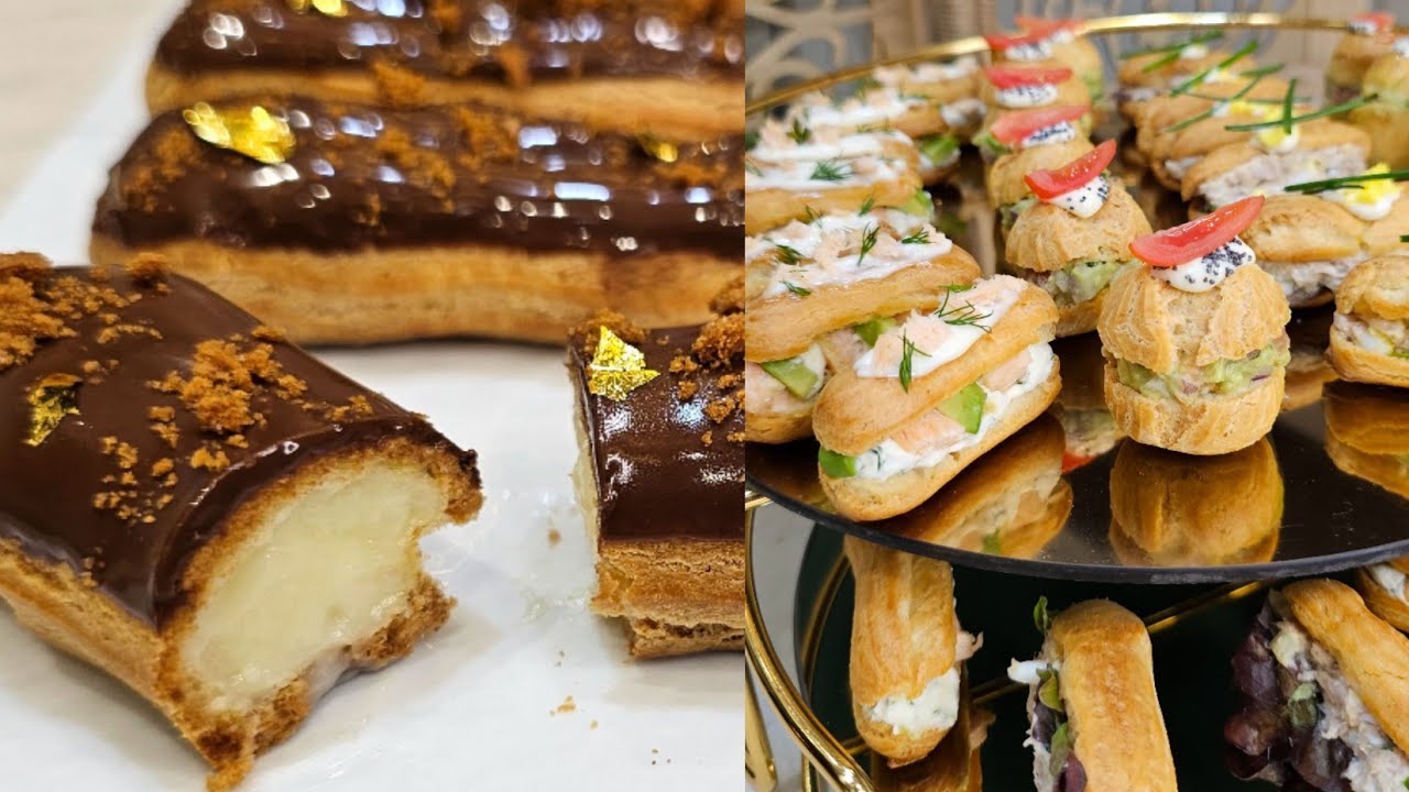 ها  الجديد📢 مملحات اكلير راقيين بعجينة الشو  الناجحة. المالح و الحلو 😍 Éclairs  salés et sucrés