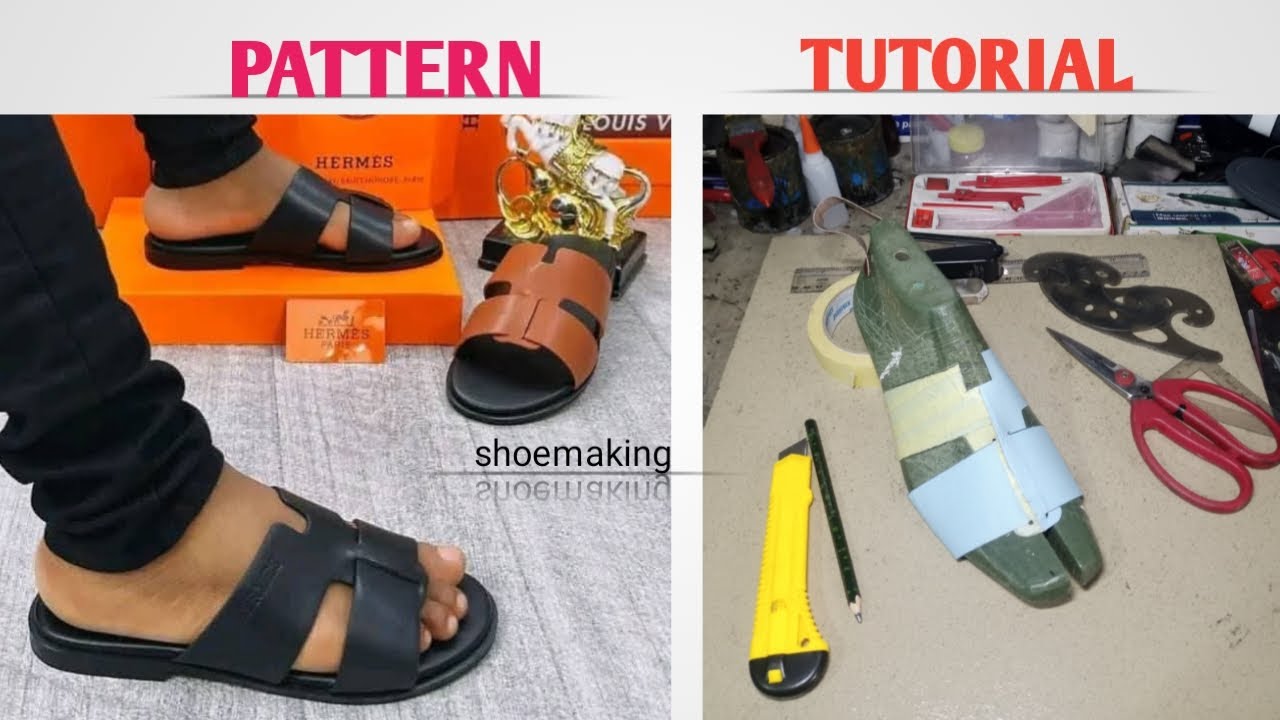 Как сделать выкройку для этих мужских модных тапочек Hermes #сделайсам #изготовлениеобуви #длянач...