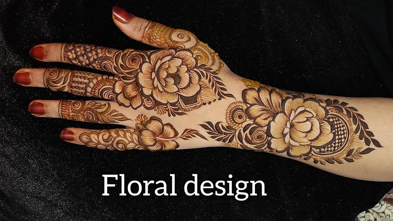 trending khafeef design with 3D rose and hibiscus flower #henna #mehandi #wedding #viral #popular