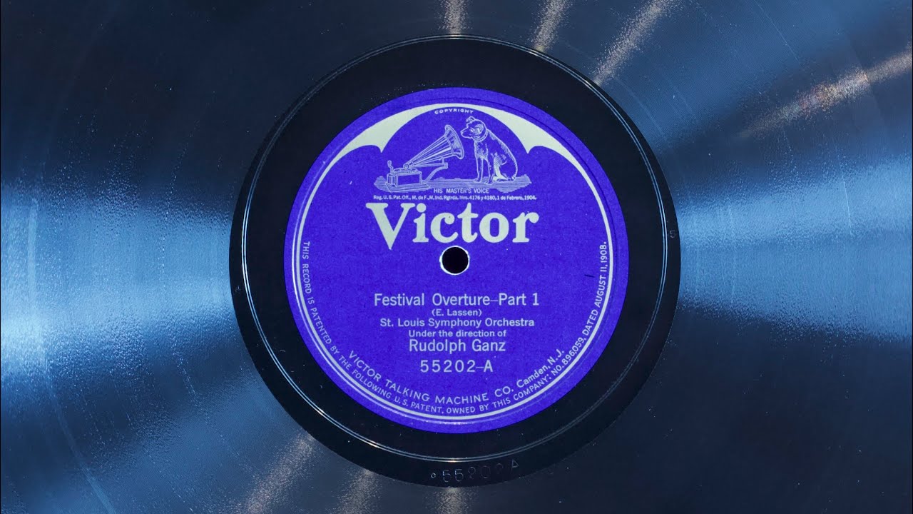 Lassen: Fest-Overture • Saint Louis Symphony Orchestra, Rudolph Ganz (EMG Xb Oversize gramophone)