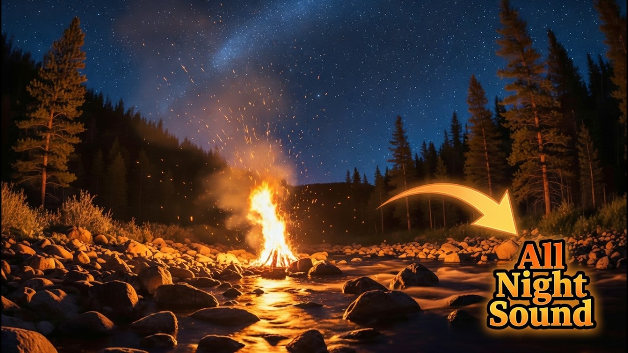 Campfire and River Sounds for Relaxing Evening