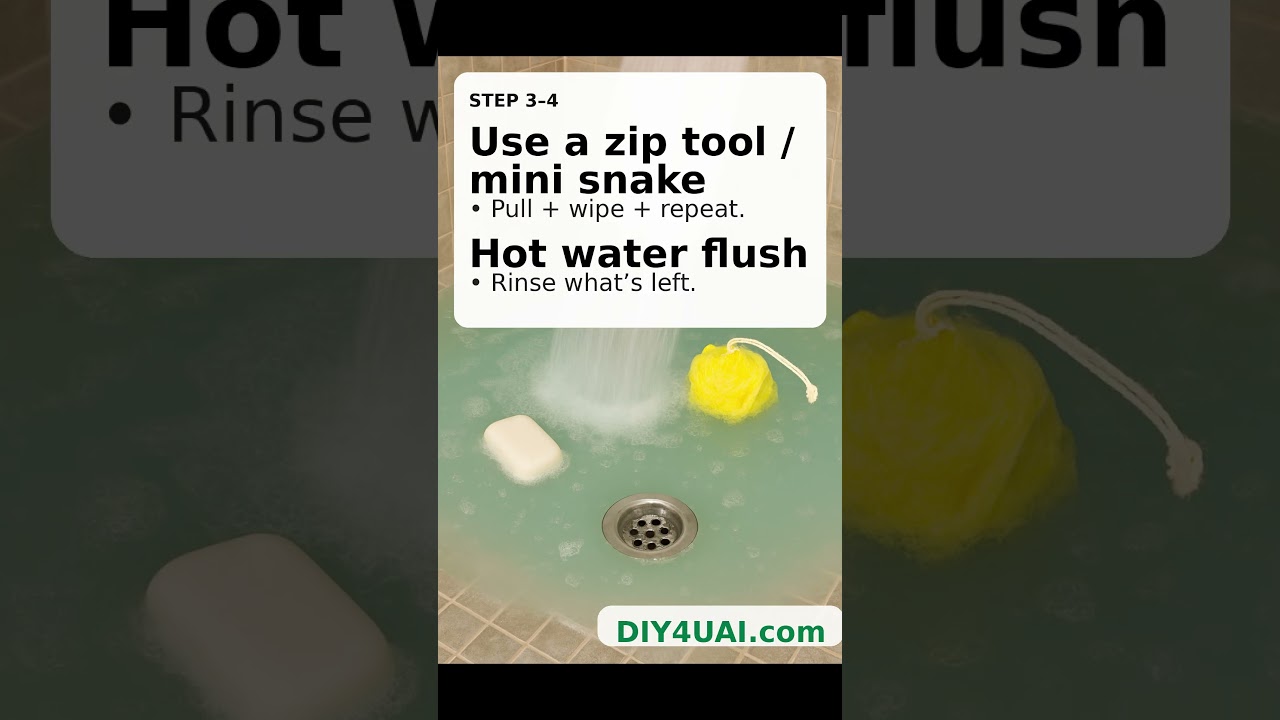 🚿 Shower turning into a bathtub? Here’s the quick fix in 6 simple steps (no gross visuals 😅).