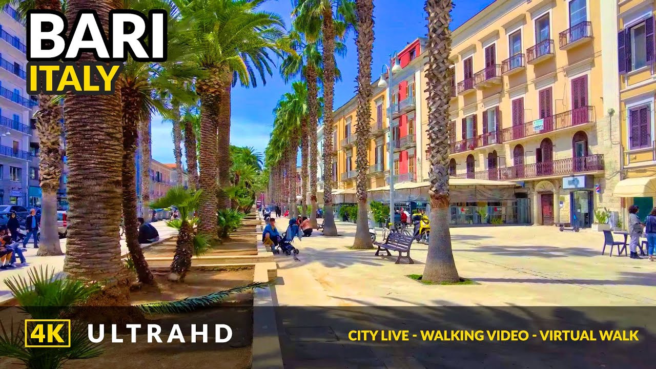 4K Bari Italy  - Walking Tour - City Center - Old Town