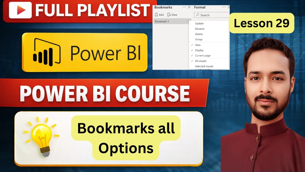 Lesson 29: Power BI Bookmarks Complete Guide  | Update, Rename, Delete, Group & All Options Explain