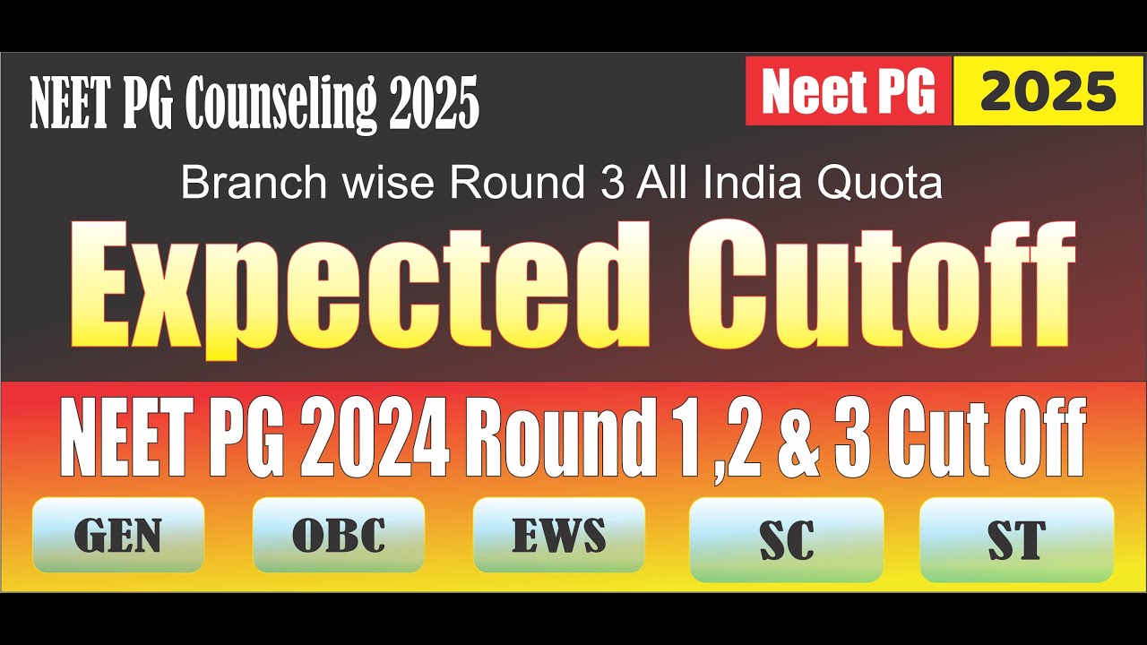 MCC NEET PG 2025 Round 3 Expected Cut Off | Compare 2024 Round 1 2 3 Cut Off