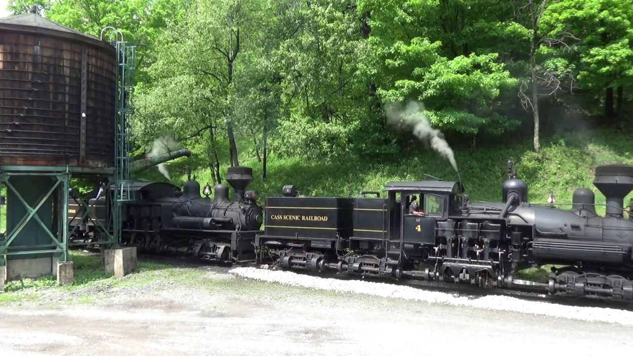 Cass Scenic Railroad Shays #2,#4,  at the watertower