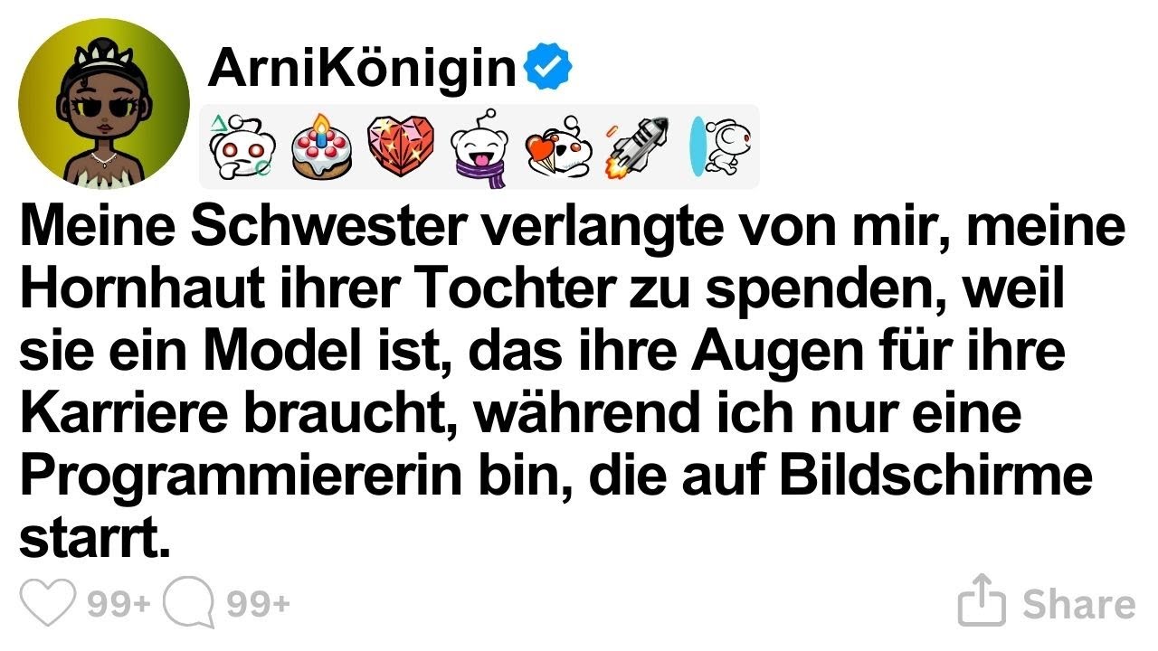 [GANZE STORY] Meine Schwester verlangte von mir, meine Hornhaut ihrer Tochter zu spenden, weil sie e