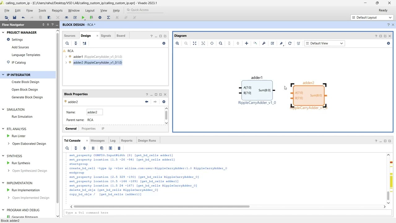 Calling Custom IP in Vivado Xilinx